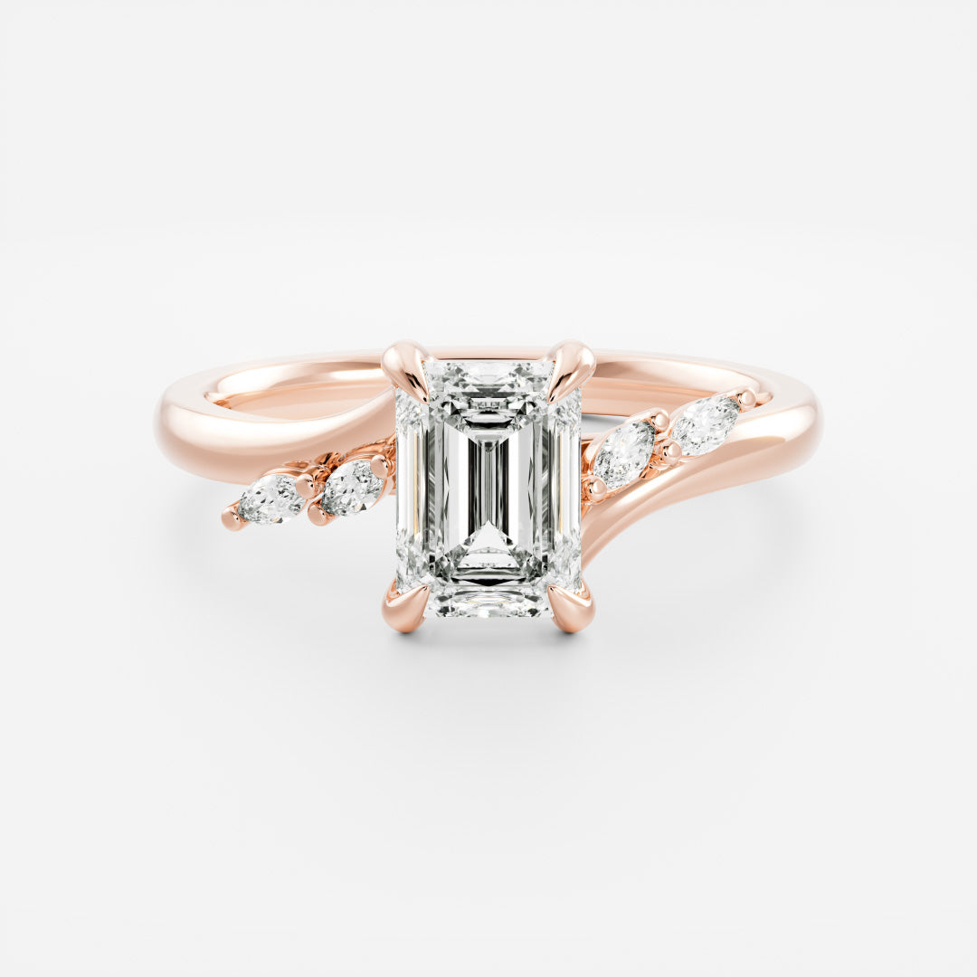 Stunning 1.0-3.0 CT Emerald Moissanite Engagement Ring with Cluster Design