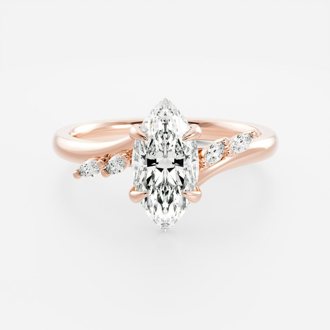 Stunning 1.5-2.5 CT Marquise Moissanite Engagement Ring with Cluster Design