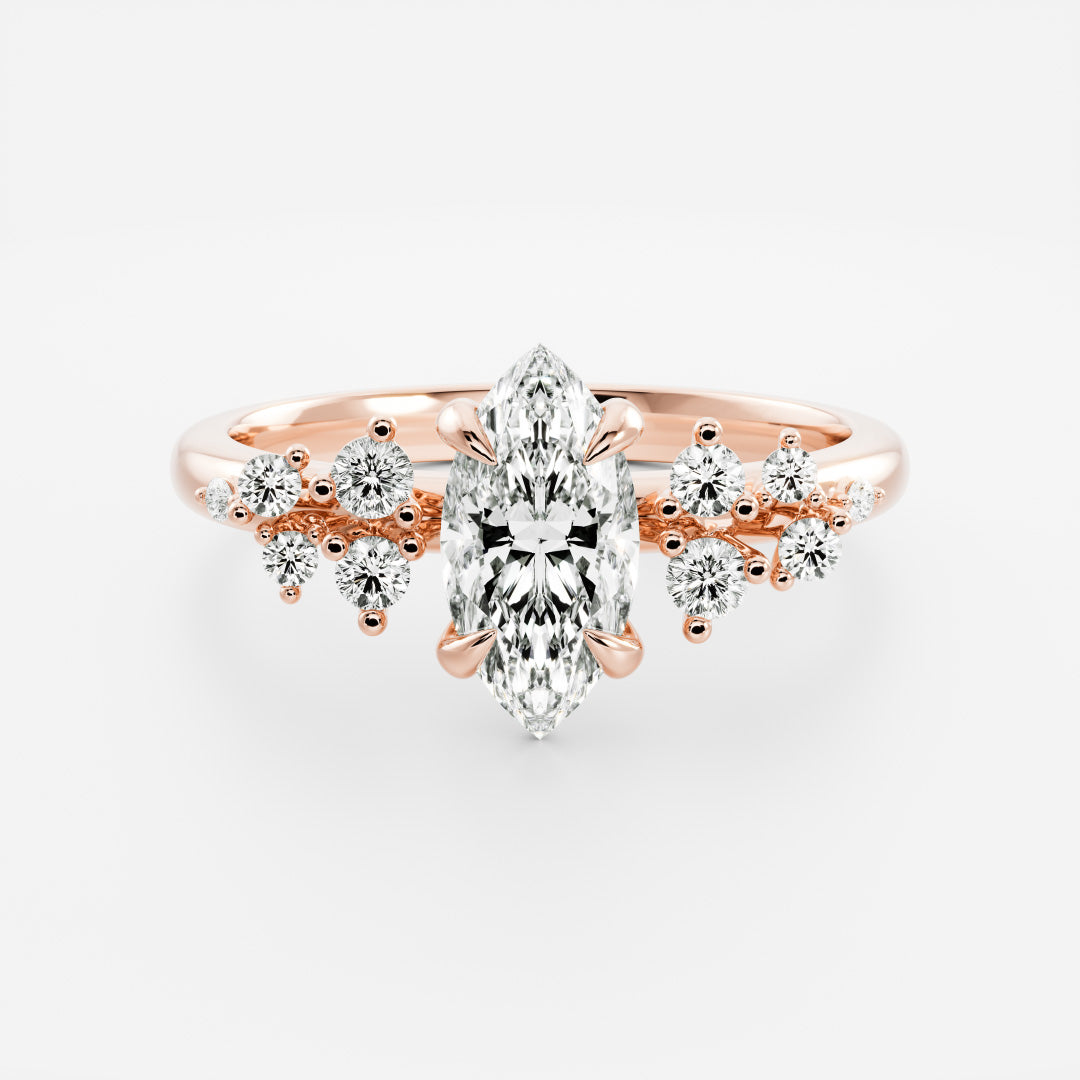 Stunning 1.5-2.5 CT Marquise Moissanite Engagement Ring with Cluster Design
