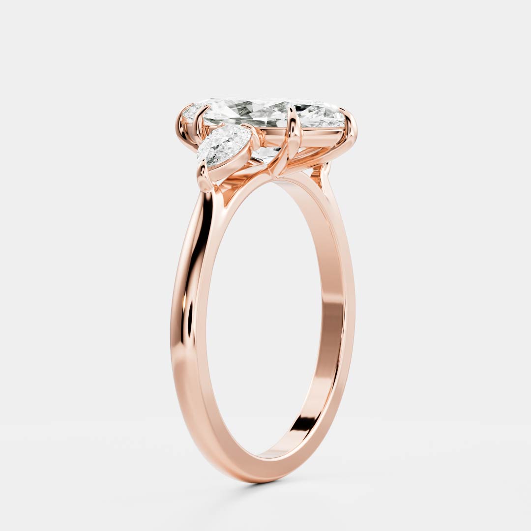 Stunning 1.0-2.0 CT Marquise Moissanite Engagement Ring with Three Stone Design