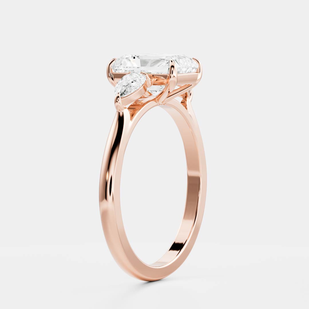 Stunning 1.0-2.0 CT Radiant Moissanite Engagement Ring with Three Stone Design