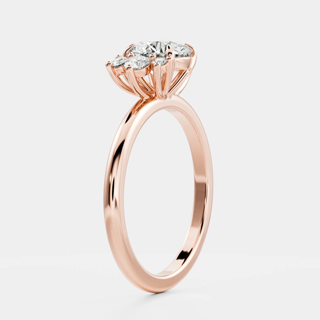 Stunning 0.5-1.50 CT Round Moissanite Engagement Ring with Cluster Design