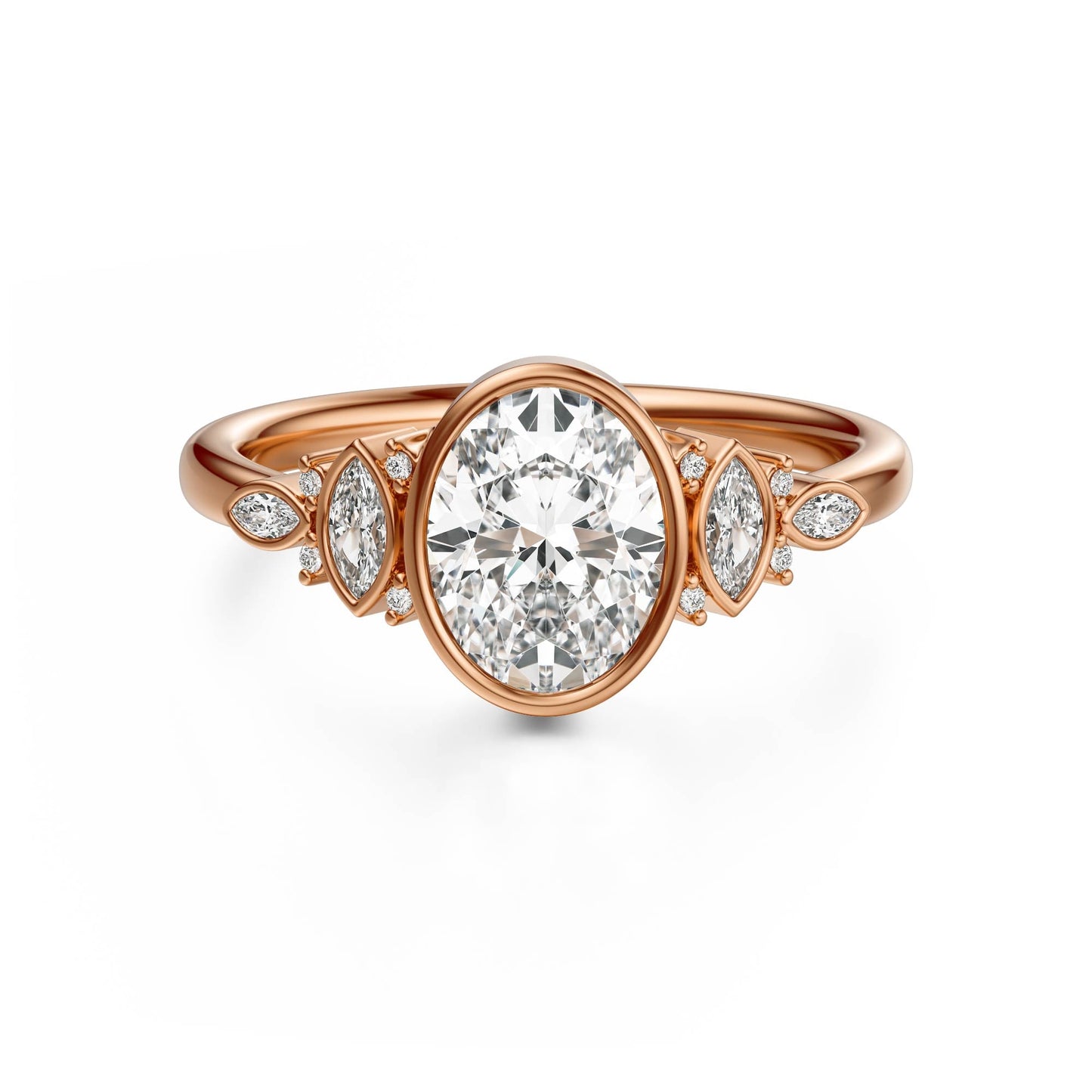 Marquise Shaped Three Stone Lab Grown Diamond Engagement Ring