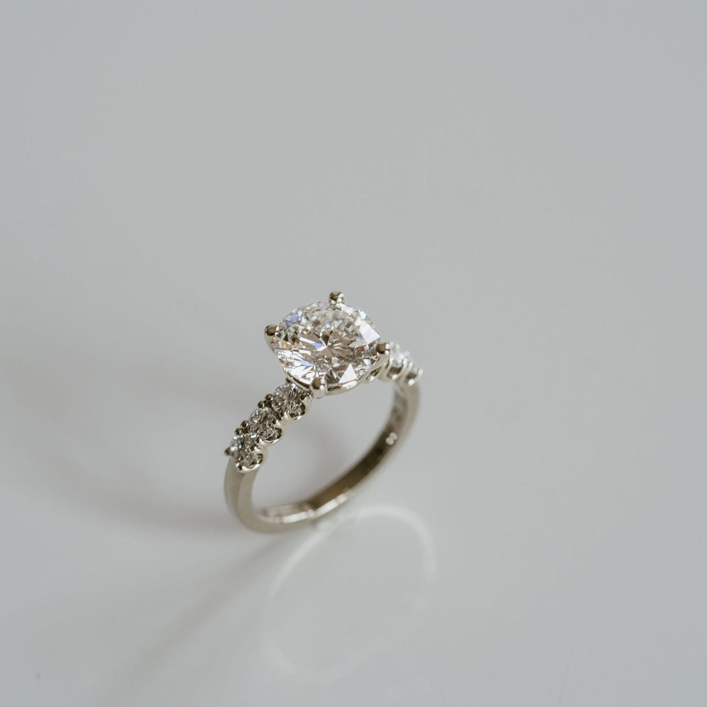 Marquise Shaped Three Stone Lab Grown Diamond Engagement Ring