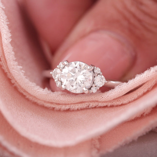 2.9 Carats Emerald Pave Styled Moissanite Engagement Ring