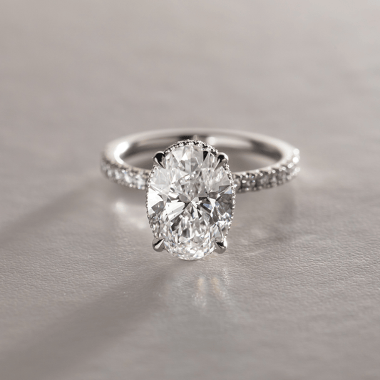 Marquise Shaped Three Stone Lab Grown Diamond Engagement Ring