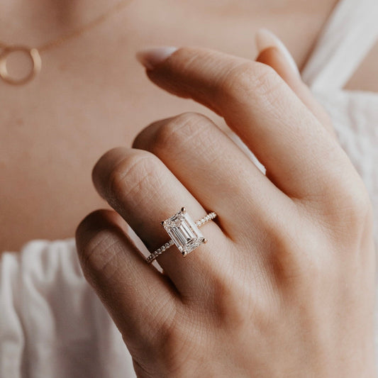 Marquise Shaped Three Stone Lab Grown Diamond Engagement Ring