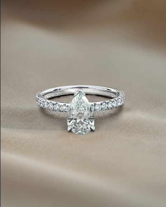 Marquise Shaped Three Stone Lab Grown Diamond Engagement Ring