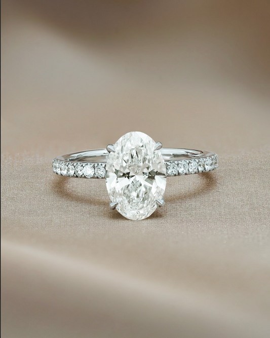 Marquise Shaped Three Stone Lab Grown Diamond Engagement Ring