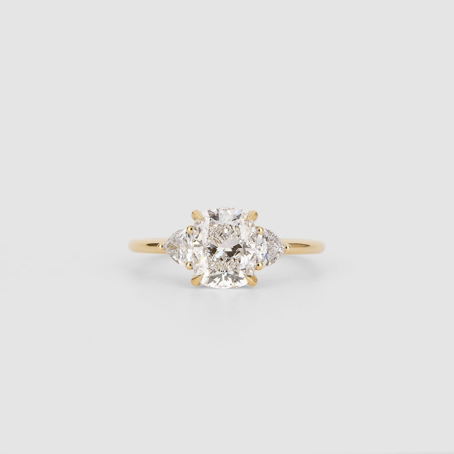 1.52 CT Cushion Shaped Three Stone Moissanite Engagement Ring