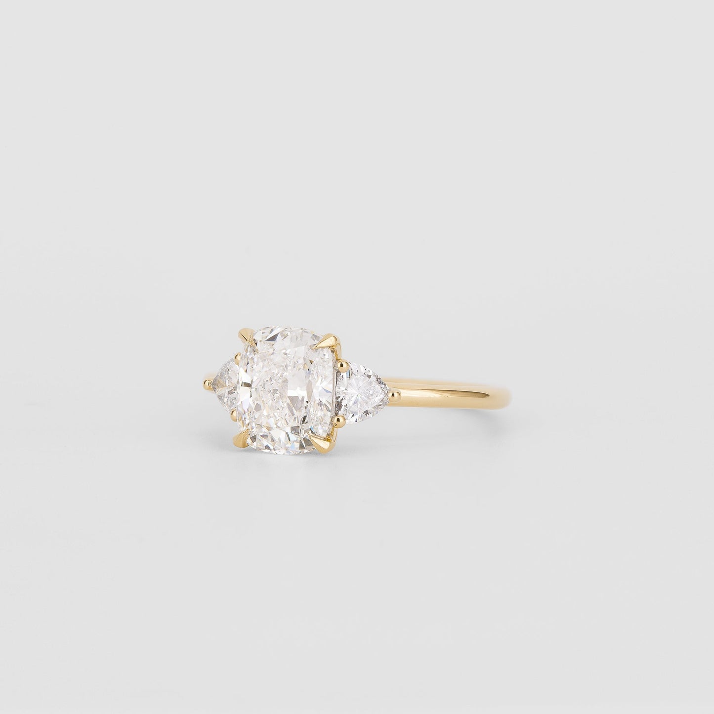 1.52 CT Cushion Shaped Three Stone Moissanite Engagement Ring