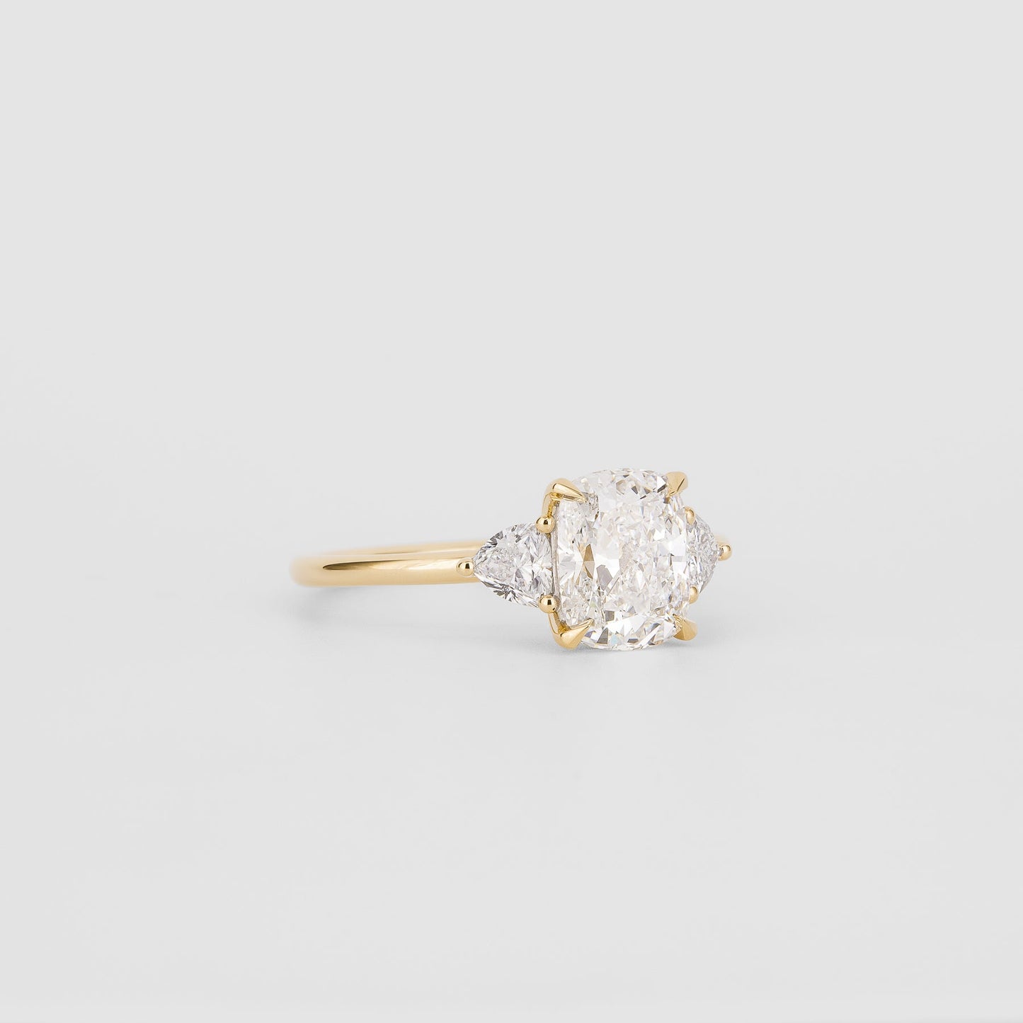 1.52 CT Cushion Shaped Three Stone Moissanite Engagement Ring