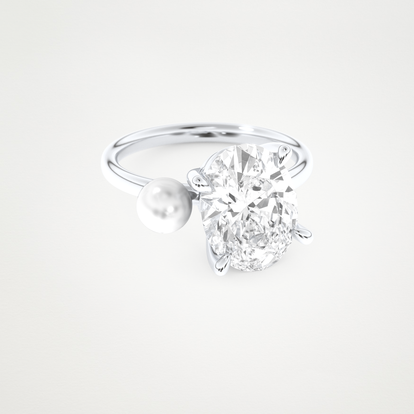 4 CT Moissanite Oval & Pearl Engagement Ring – Inspired by Ariana Grande 1