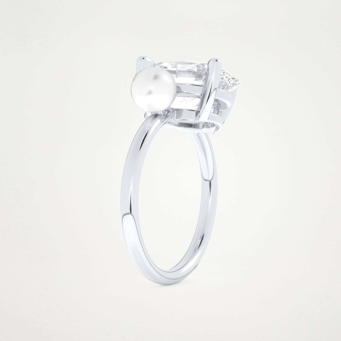4 CT Moissanite Oval & Pearl Engagement Ring – Inspired by Ariana Grande 4