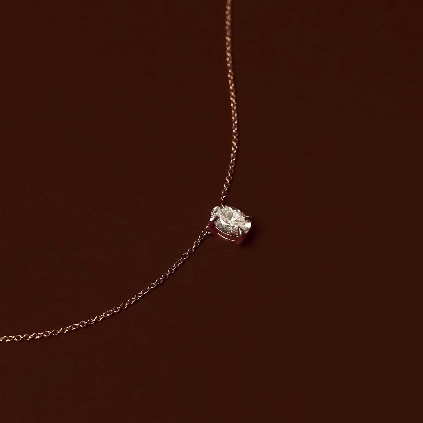 0.50 CT Oval Moissanite Diamond Solitaire Necklace in Solid Gold