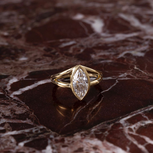 Marquise Cut Cluster Styled Lab Grown Diamond Engagement Ring