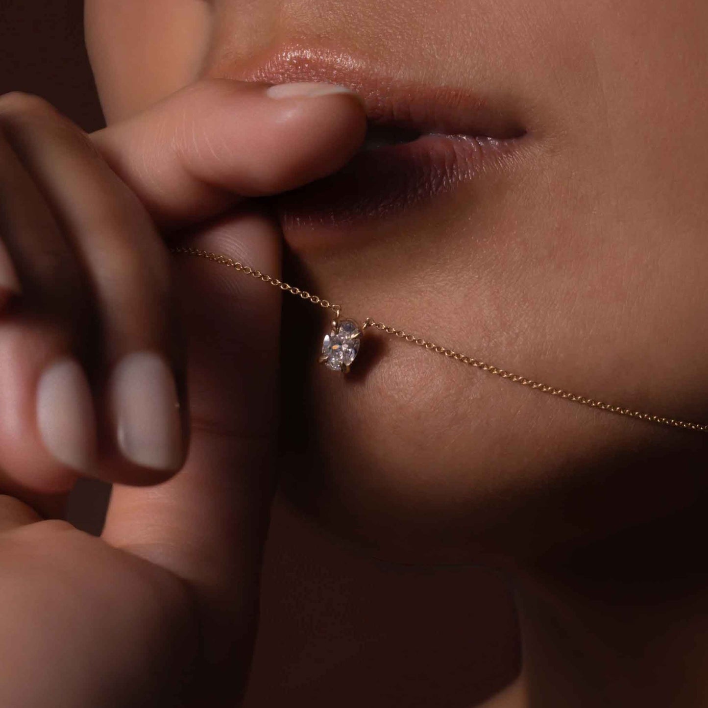 0.50 CT Oval Moissanite Diamond Solitaire Necklace in Solid Gold