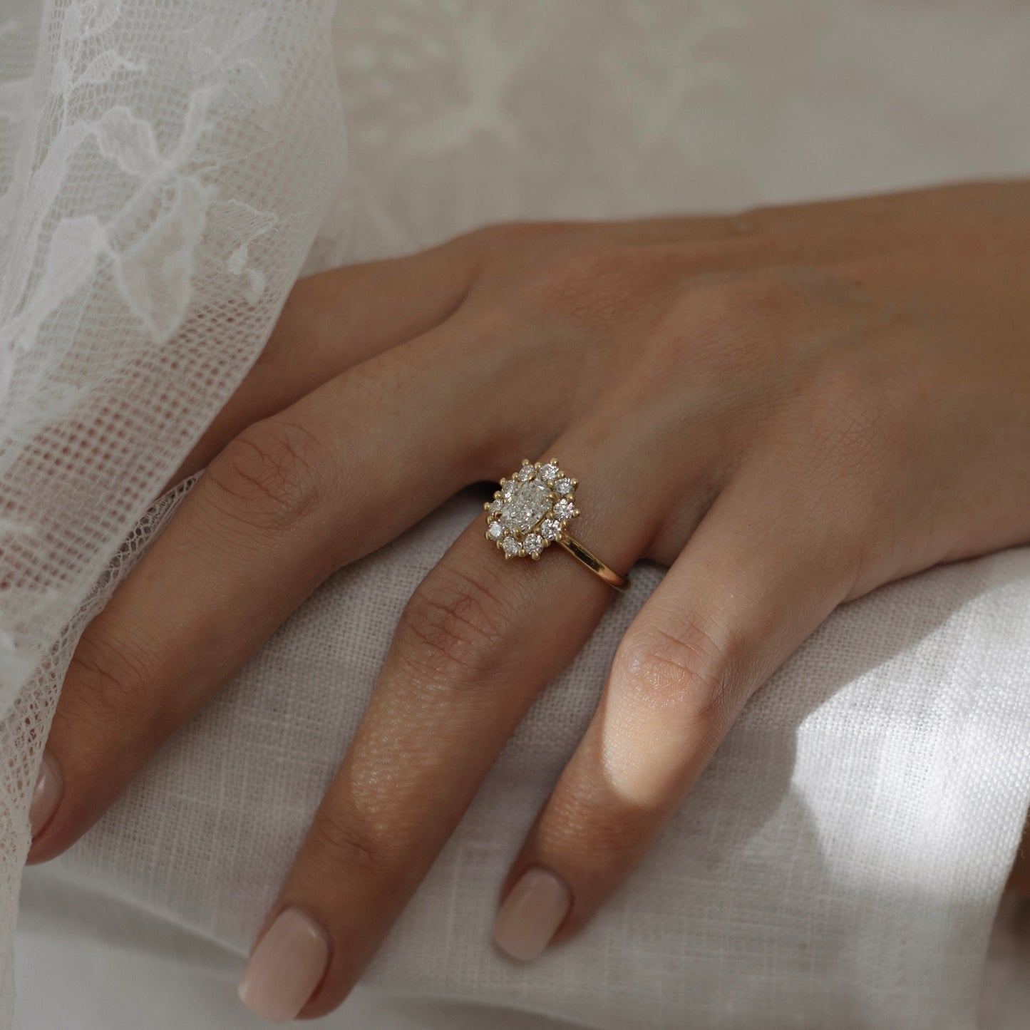 Marquise Cut Cluster Styled Lab Grown Diamond Engagement Ring