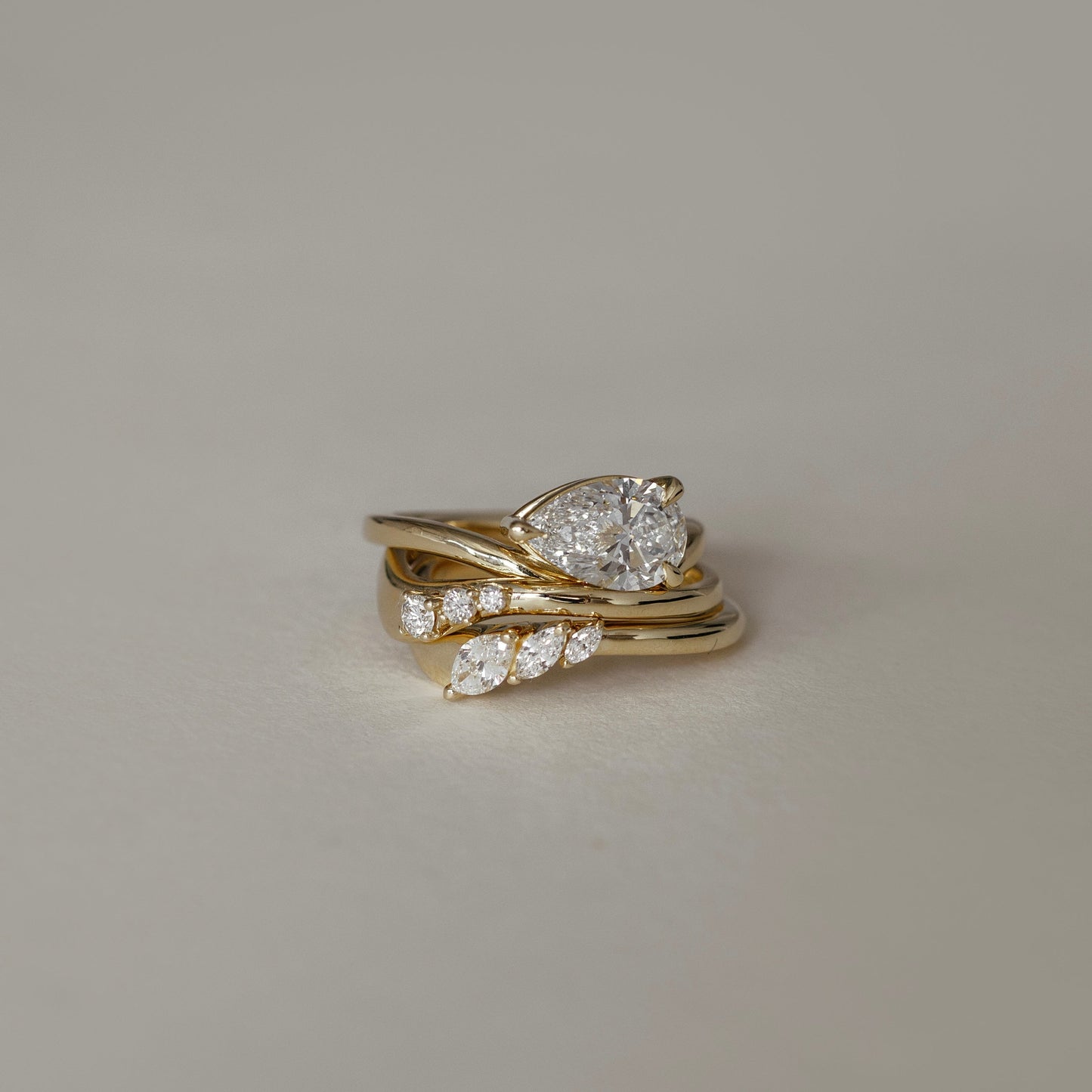 Stunning 0.10 CT Marquise Moissanite Stones Two Stone Wedding Bands