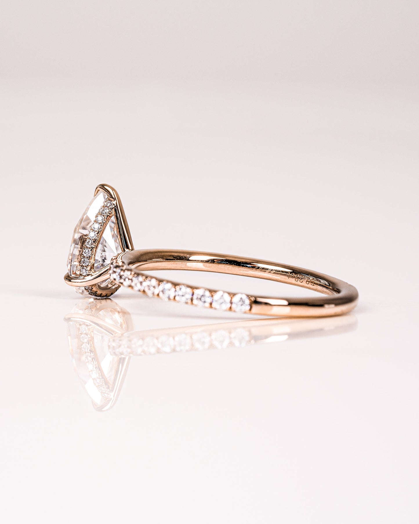 1.93 CT Pear Hidden Halo Pave Moissanite Engagement Ring