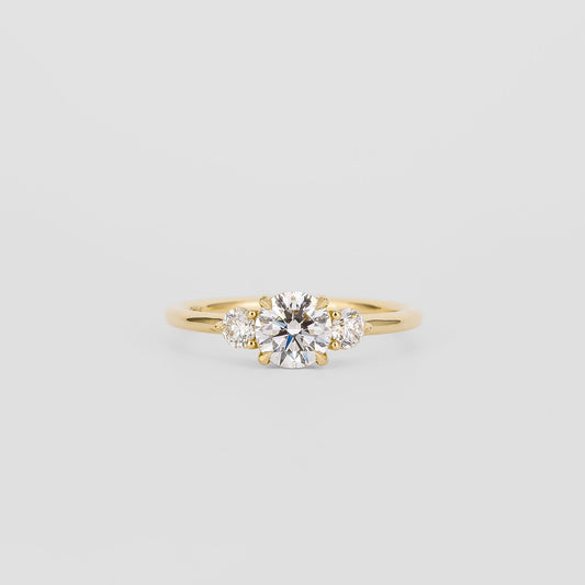 0.72 CT Round Shaped Three Stone Moissanite Engagement Ring