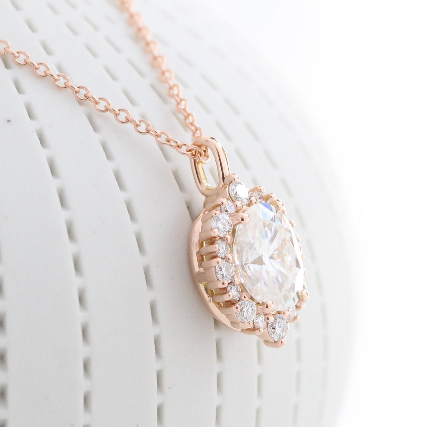 1.78 TCW Oval Moissanite Diamond Necklace in Solid Gold