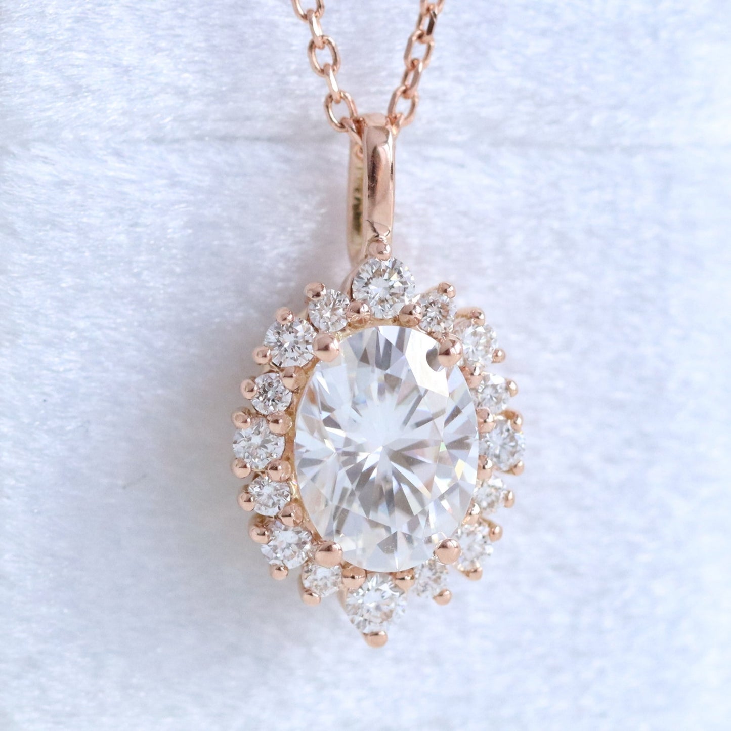 1.78 TCW Oval Moissanite Diamond Necklace in Solid Gold