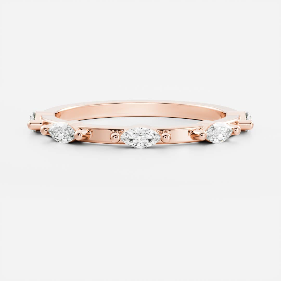 Stunning 0.10 TCW Marquise Moissanite Stones Dainty Wedding Bands
