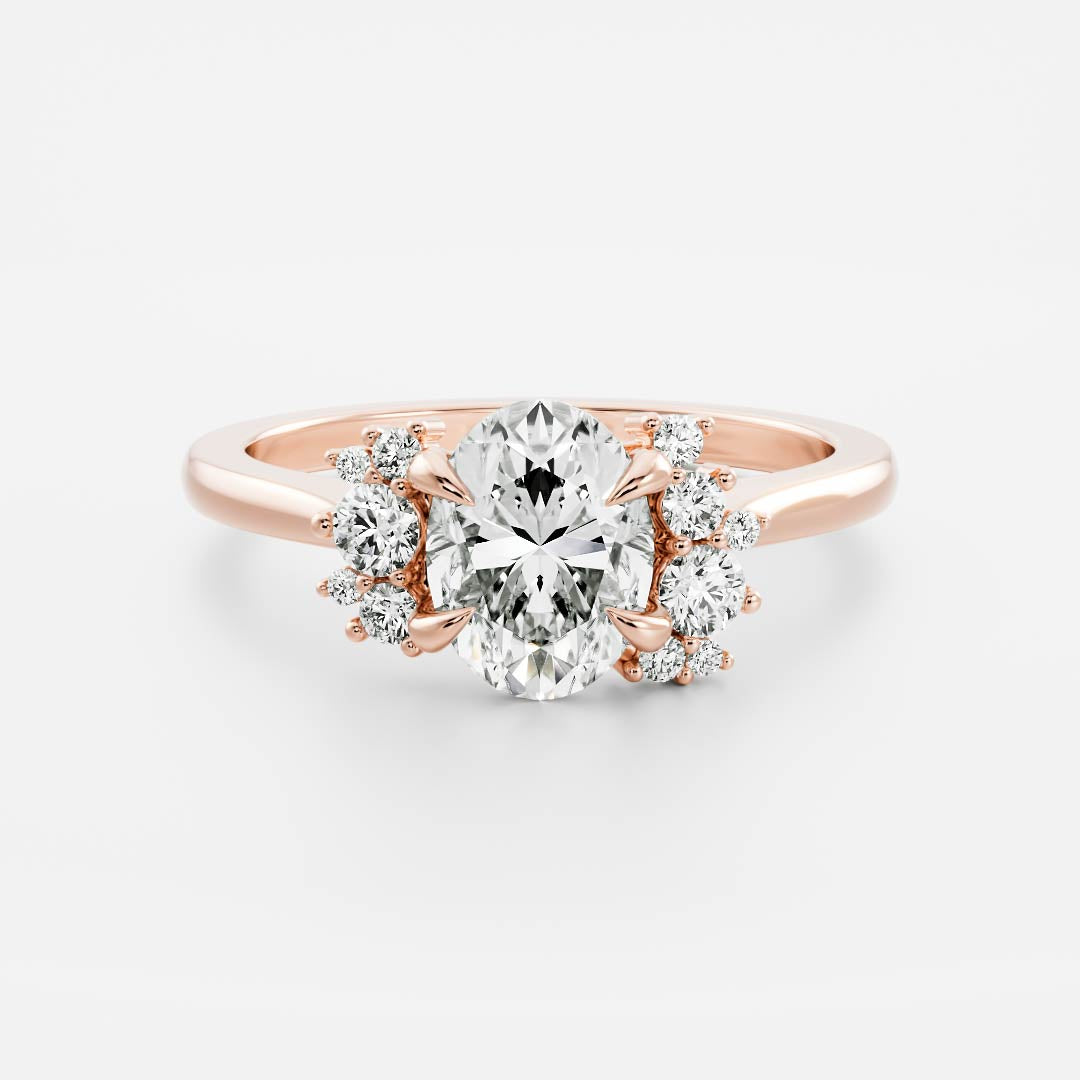 Stunning 1.5-2.5 CT Oval Moissanite Engagement Ring with Cluster Design