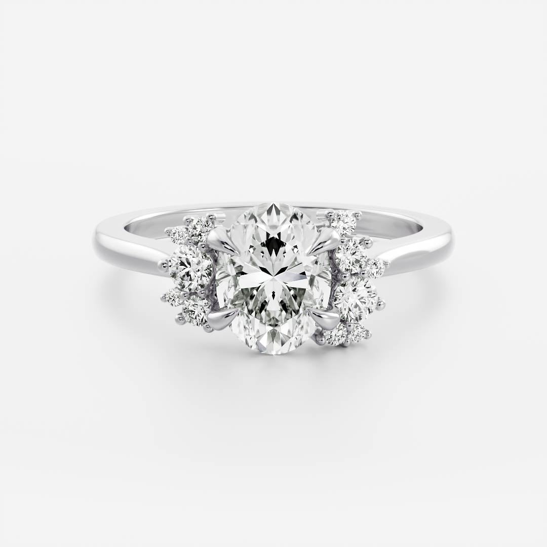 Stunning 1.5-2.5 CT Oval Moissanite Engagement Ring with Cluster Design