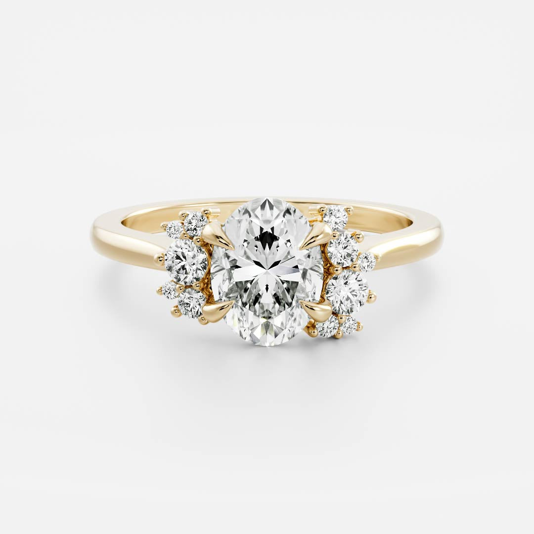 Stunning 1.5-2.5 CT Oval Moissanite Engagement Ring with Cluster Design