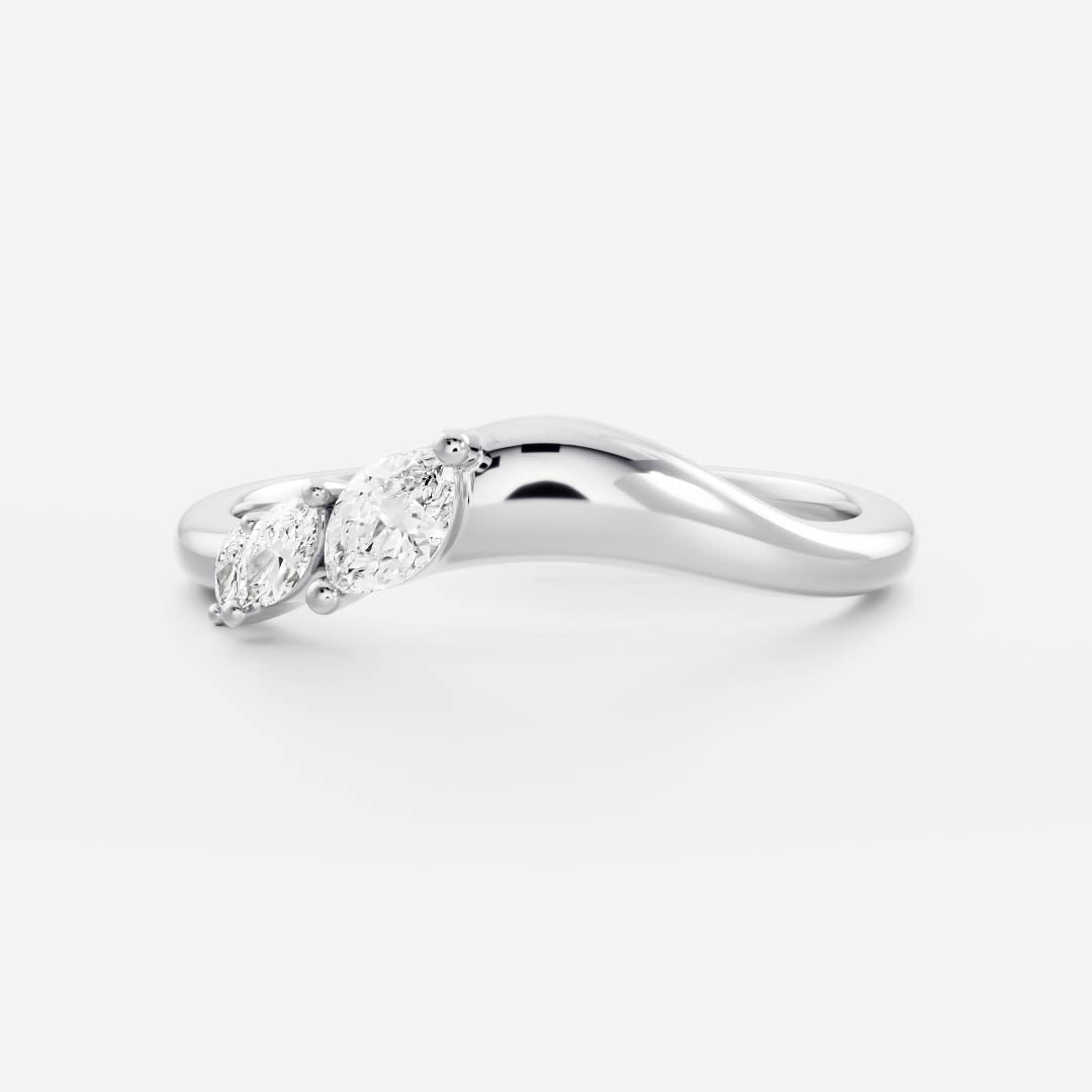 Stunning 0.10 CT Marquise Moissanite Stones Two Stone Wedding Bands