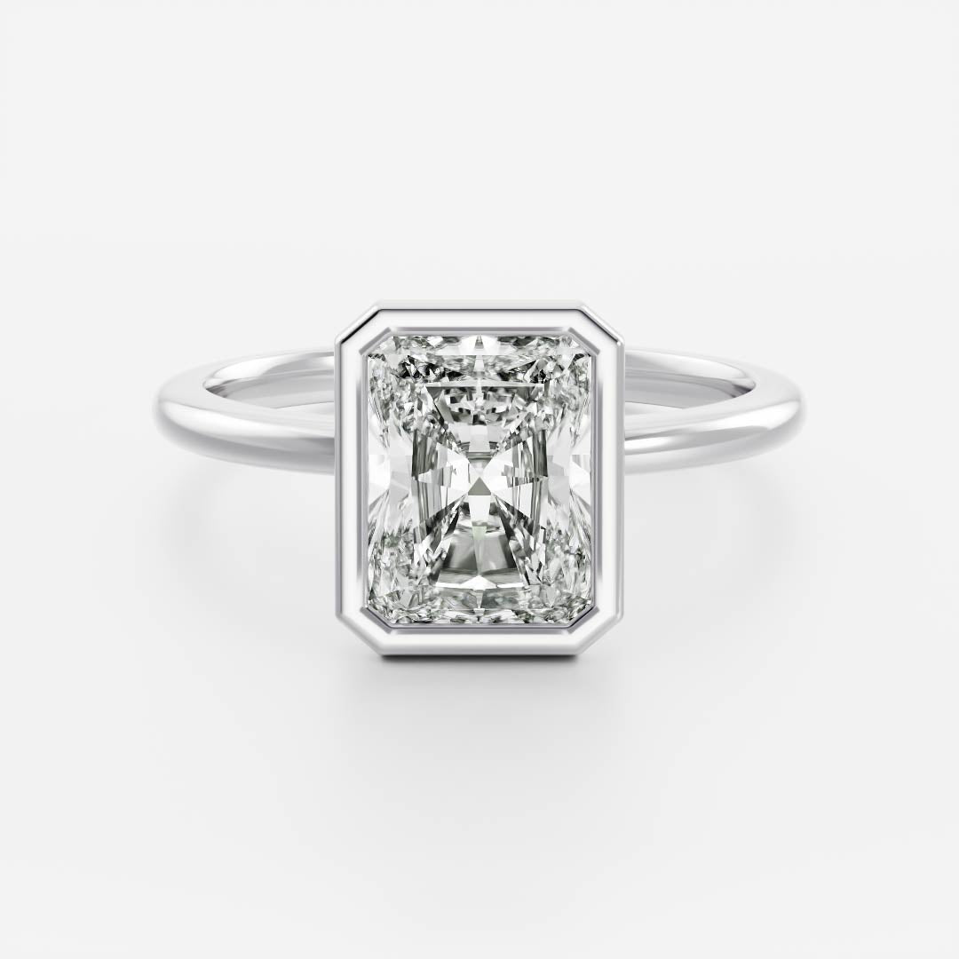 Stunning 1.0-2.0 CT Radiant Moissanite Engagement Ring with Bezel Design
