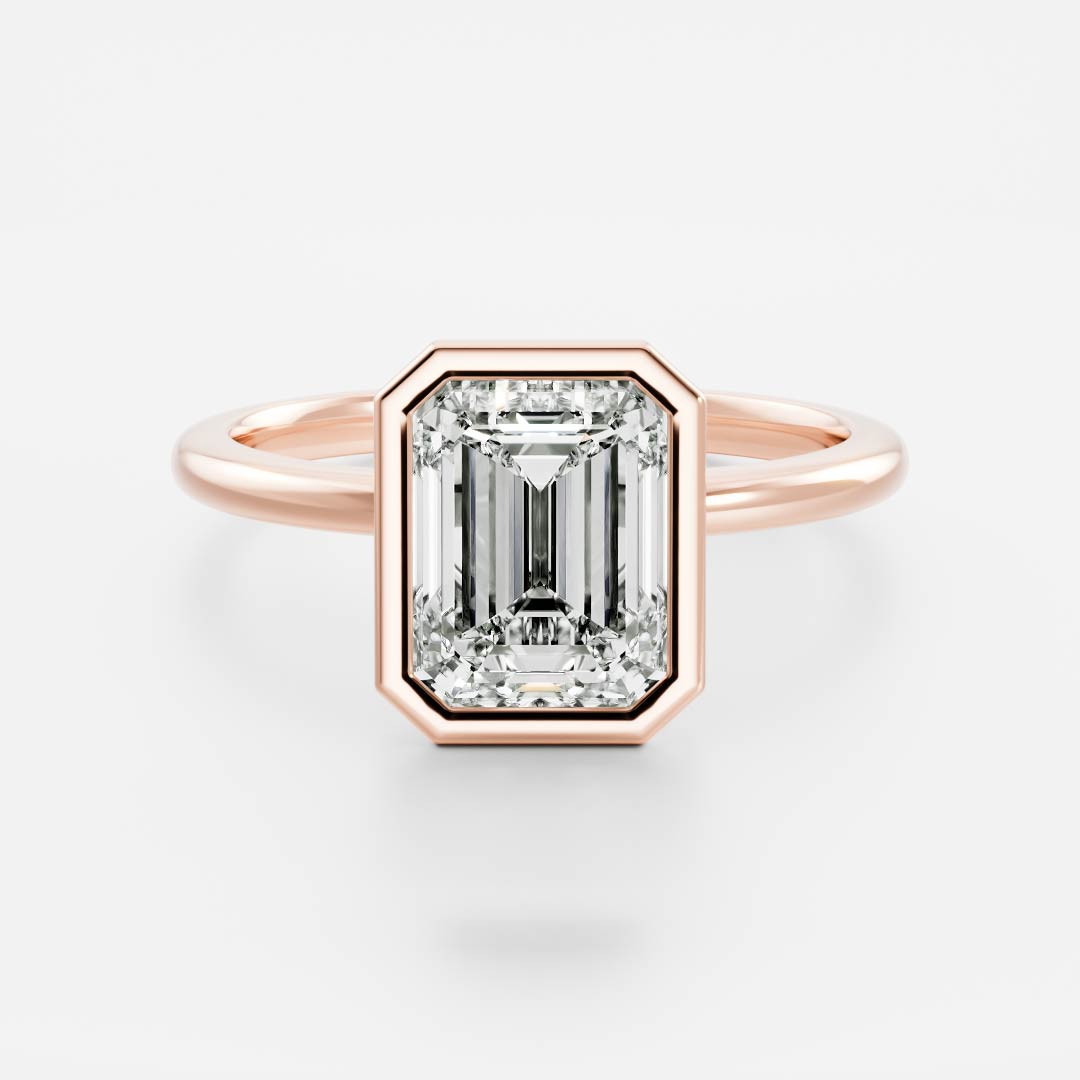 Stunning 1.0-2.0 CT Emerald Moissanite Engagement Ring with Bezel Design