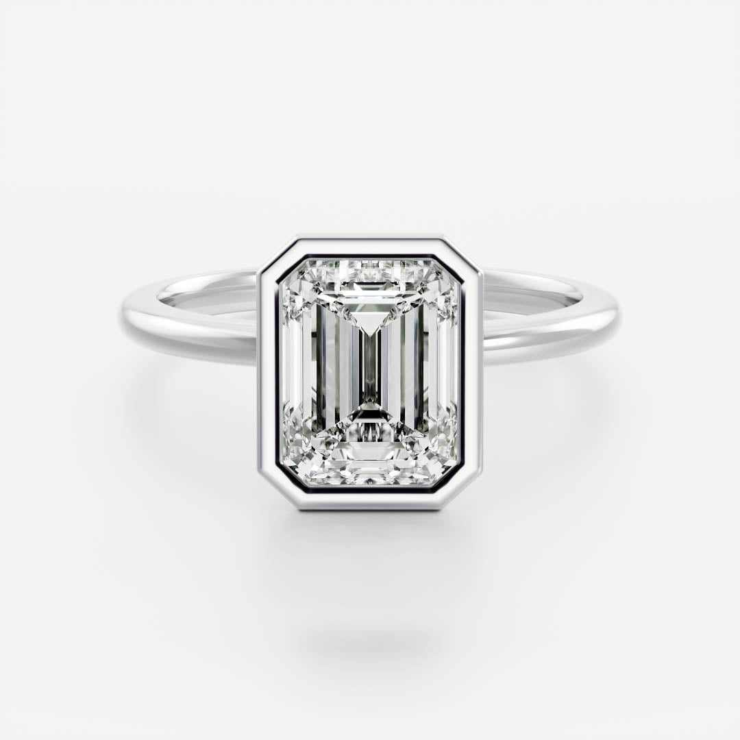 Stunning 1.0-2.0 CT Emerald Moissanite Engagement Ring with Bezel Design