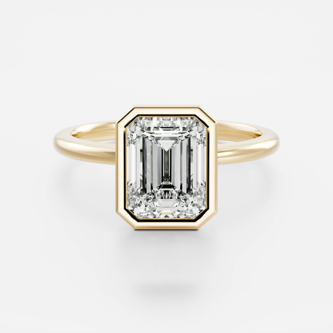 Stunning 1.0-2.0 CT Emerald Moissanite Engagement Ring with Bezel Design
