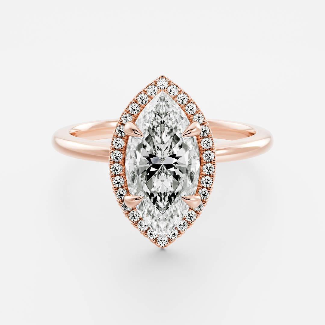 Stunning 1.5-2.5 CT Marquise Moissanite Engagement Ring with Halo Design