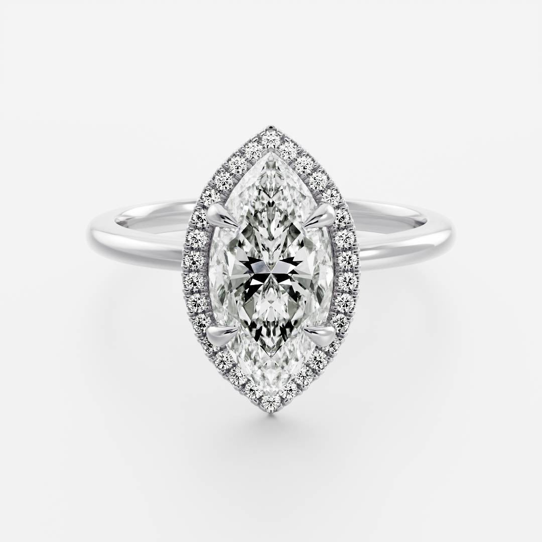 Stunning 1.5-2.5 CT Marquise Moissanite Engagement Ring with Halo Design