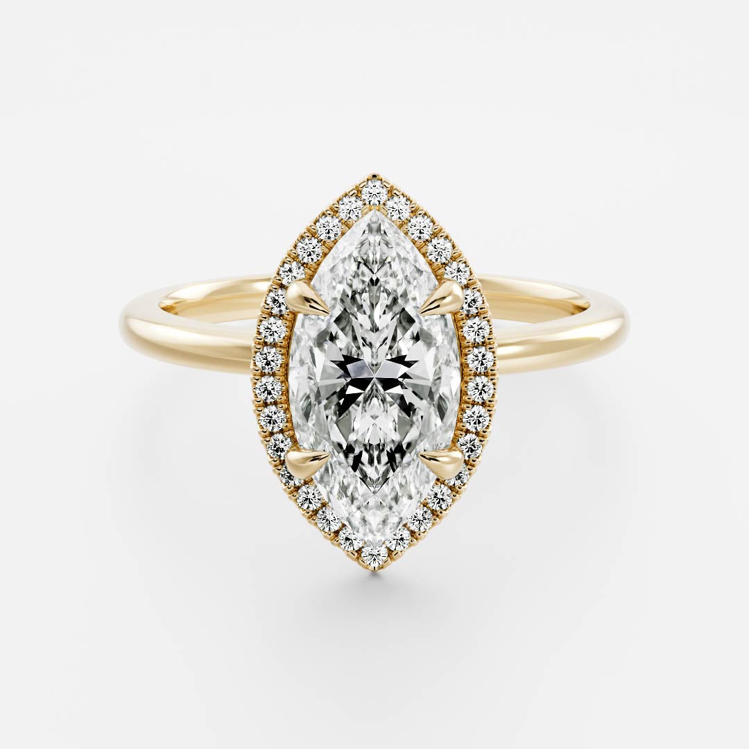 Stunning 1.5-2.5 CT Marquise Moissanite Engagement Ring with Halo Design