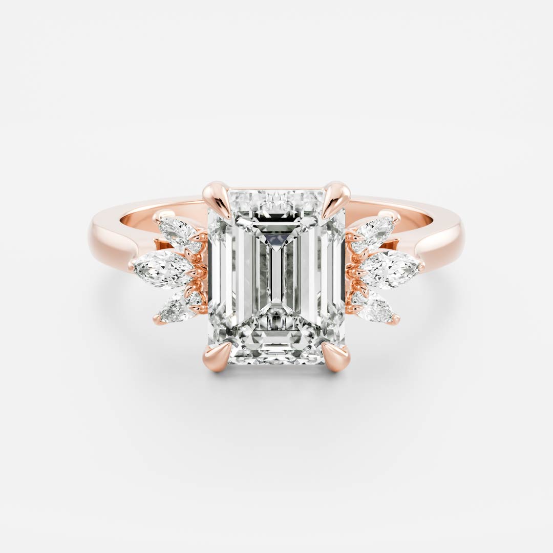 Stunning 1.5-2.5 CT Emerald Moissanite Engagement Ring with Cluster Design