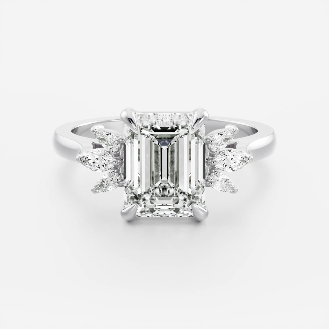 Stunning 1.5-2.5 CT Emerald Moissanite Engagement Ring with Cluster Design