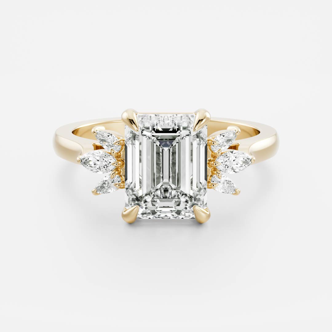 Stunning 1.5-2.5 CT Emerald Moissanite Engagement Ring with Cluster Design