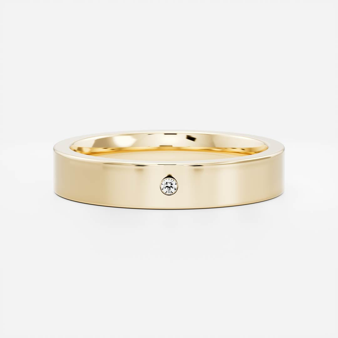 Classic 0.10 CT Round Moissanite Single Stone Wedding Band for Men's