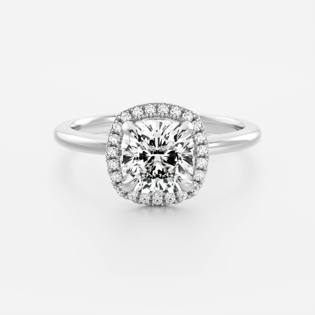 Stunning 1.0-2.0 CT Cushion Moissanite Engagement Ring with Halo Design