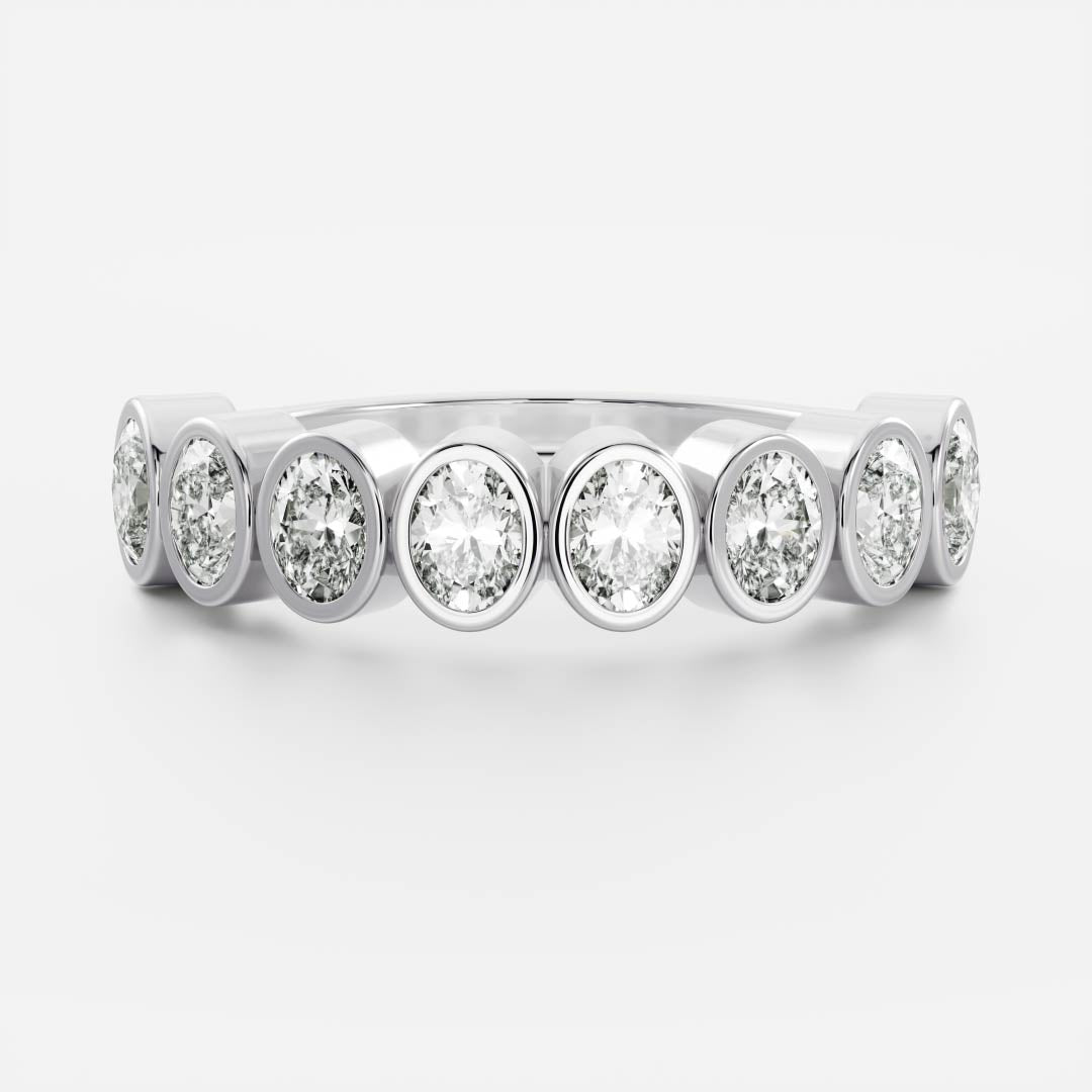 Stunning 0.30 CT Oval Moissanite Stones Bezel Wedding Band