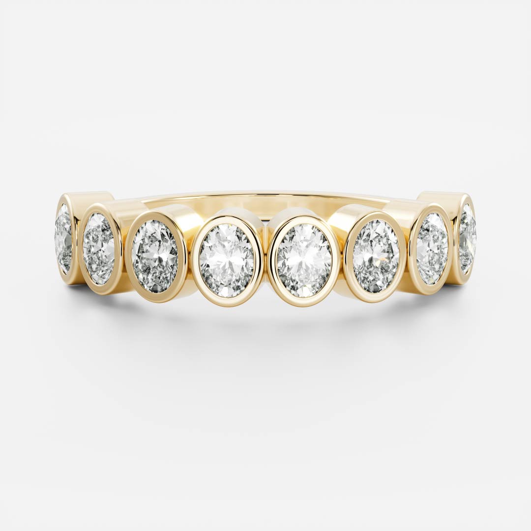 Stunning 0.30 CT Oval Moissanite Stones Bezel Wedding Band