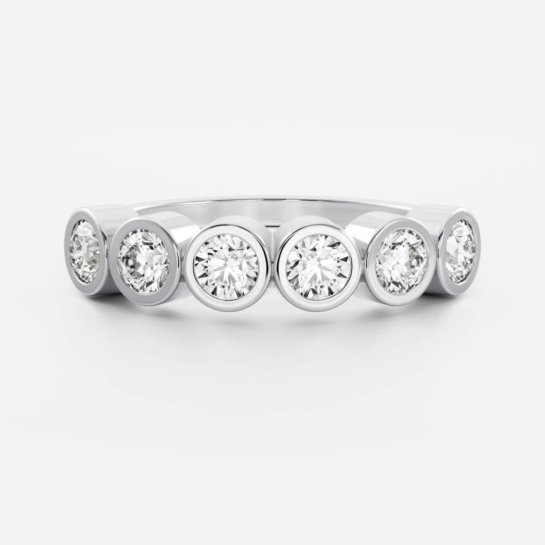 Stunning 0.20 TCW Round Moissanite Stones Bezel Wedding Bands