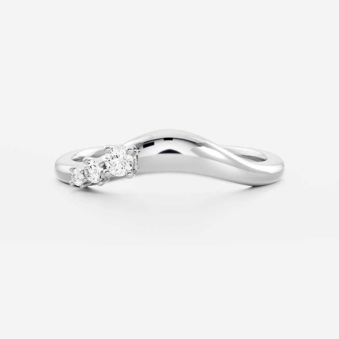 Stunning 0.10 TCW Round Moissanite Stones Curved Three Stone Wedding Bands