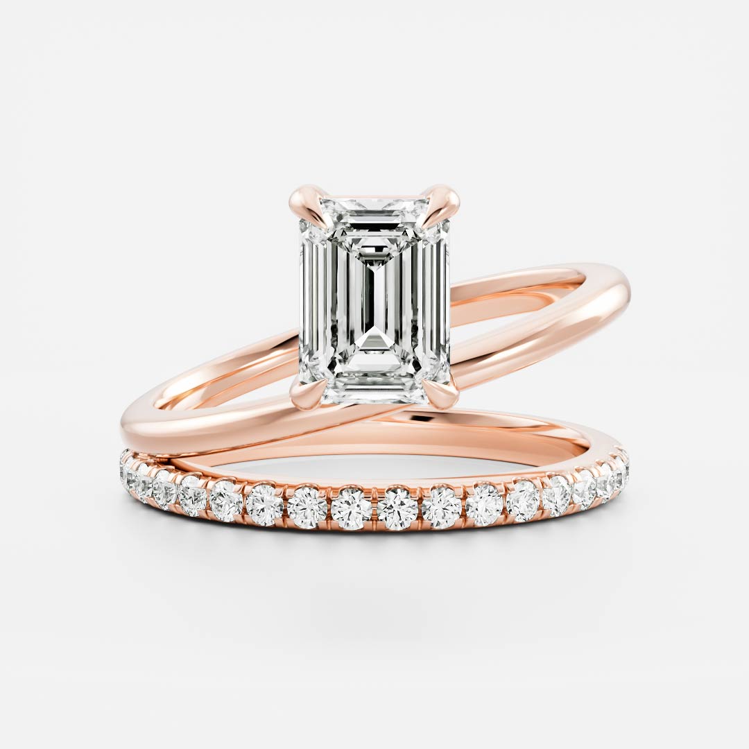 Stunning 1.5-2.5 CT Emerald Moissanite Engagement Ring with Solitaire & Double Band Design