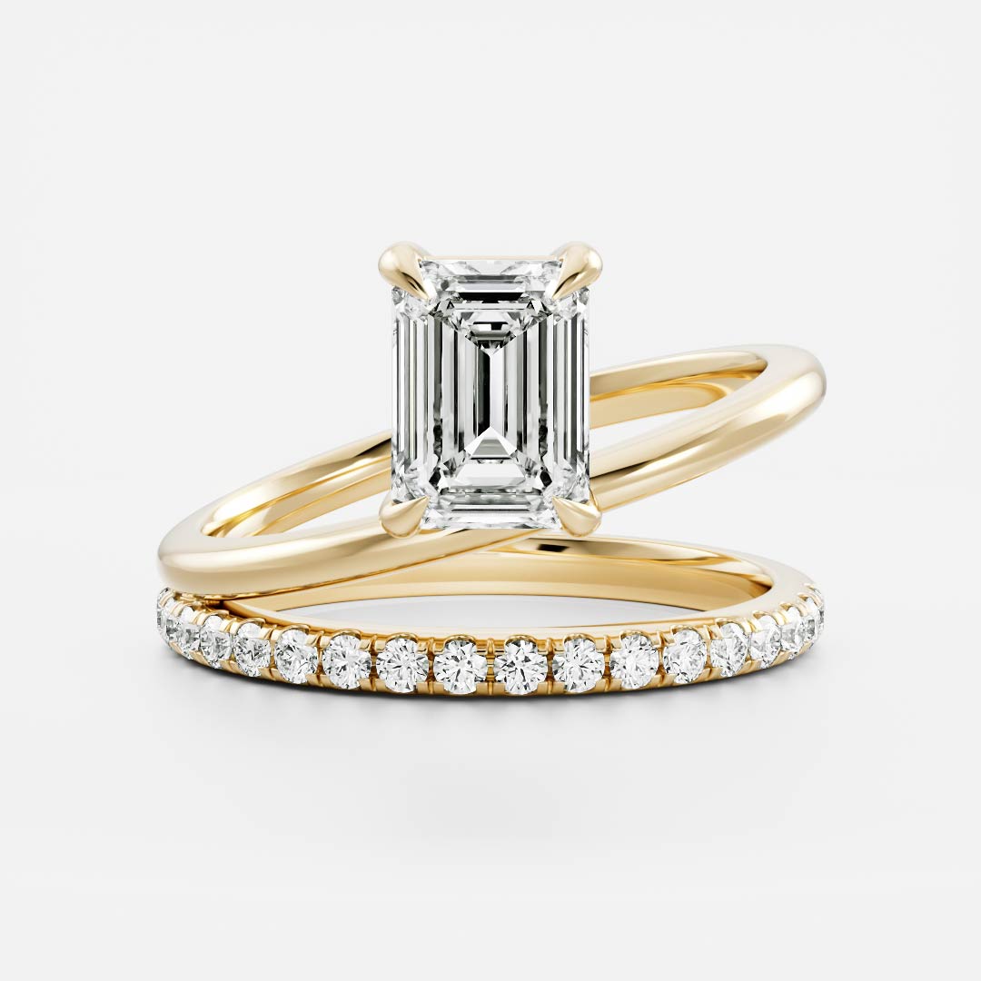 Stunning 1.5-2.5 CT Emerald Moissanite Engagement Ring with Solitaire & Double Band Design